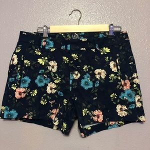 a.n.a. Navy Floral Twill Shorts